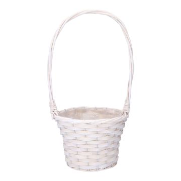 Cesta para flores BARONIKA con asa, mimbre, blanco, 48 cm, Ø 25 cm Cesta para flores BARONIKA con asa, mimbre, blanco, 48 cm, Ø 25 cm