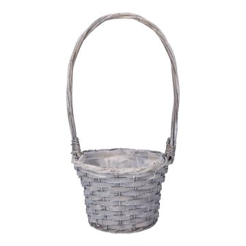 Cesta para flores BARONIKA con asa, mimbre, gris, 48 cm, Ø 25 cm Cesta para flores BARONIKA con asa, mimbre, gris, 48 cm, Ø 25 cm