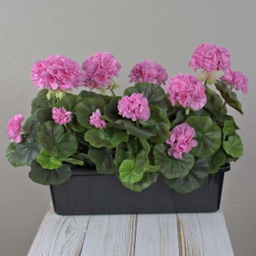 Geranios artificiales FLOREANA en maceta, 3 unidades, morados, 40 x 15 x 35 cm
