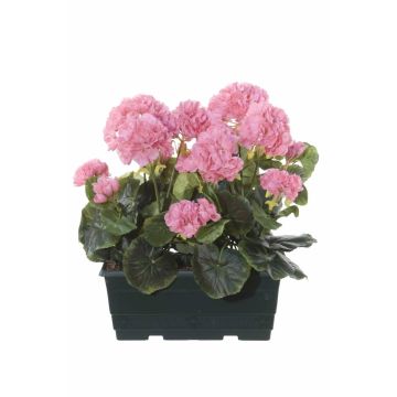 Geranios artificiales FLOREANA en maceta, 2 unidades, rosa claro, 24 x 11 x 35 cm