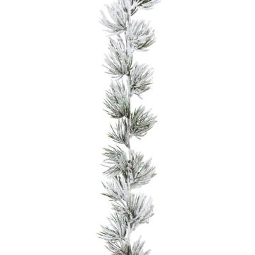 Guirnalda decorativa de pino ZIMRA, nevada, blanca y verde, 180 cm