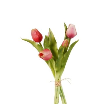 Ramo de tulipanes artificiales LEANA, rosa, fucsia-rosa-blanco, 30cm, Ø20cm Ramo de tulipanes artificiales LEANA, rosa, fucsia-rosa-blanco, 30cm, Ø20cm
