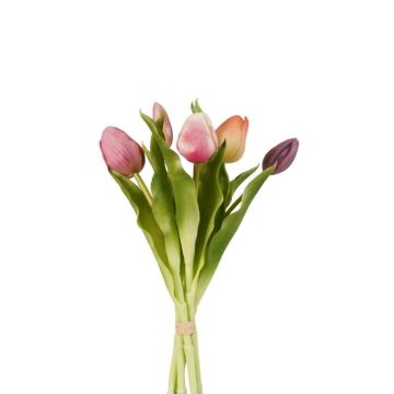 Ramo de tulipanes artificiales LEANA, rosa-melocotón-violeta, 30cm, Ø20cm