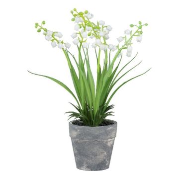 Lirio de los valles artificial ZORKLEM en maceta decorativa, blanca, 22 cm