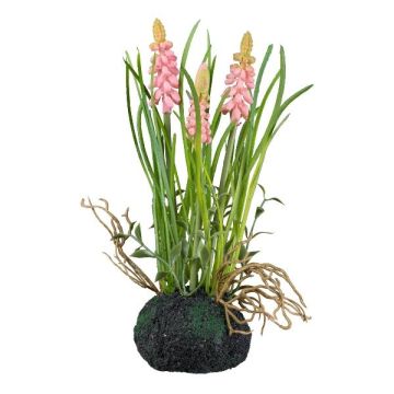 Flor de plástico de muscari HUNMY en bola, raíces, rosa, 22 cm
