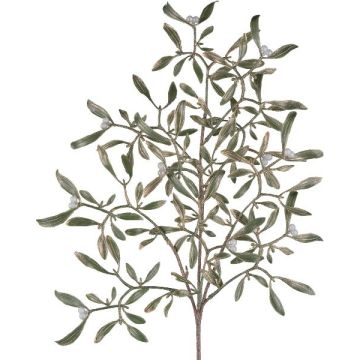 Rama artificial de muérdago PLAVIR con bayas, dorada-verde, 55 cm