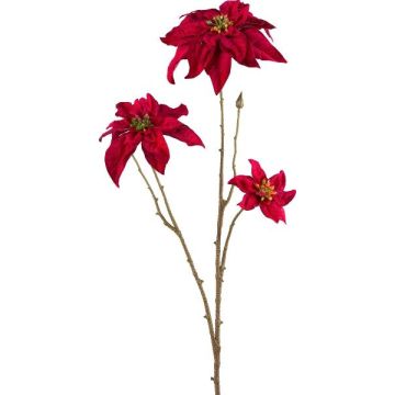 Rama de flores artificiales flor de pascua VORLIN, roja, 65cm Rama de flores artificiales flor de pascua VORLIN, roja, 65cm