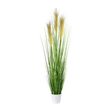 Césped artificial pampa FONZA en maceta decorativa, panículas, marrón-amarillo, 95cm