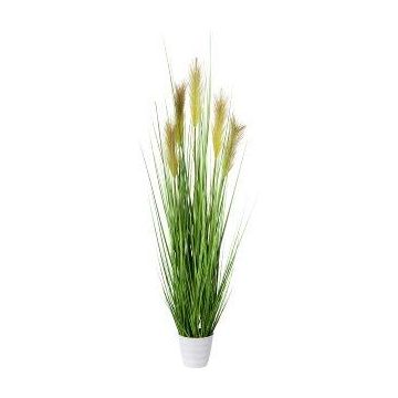 Hierba de pampa artificial FONZA en maceta decorativa, panículas, marrón-amarillo, 110cm