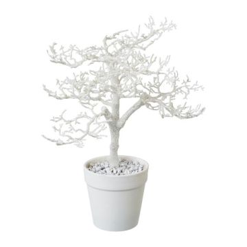 Árbol artificial haya BONKA, sin hojas, maceta decorativa, blanco, 28 cm