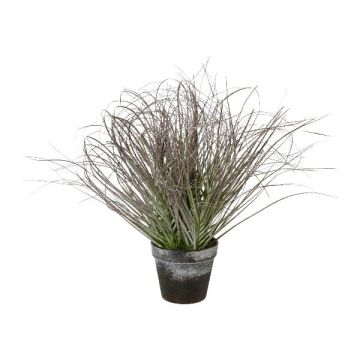 Hierba artificial para limpiar lámparas PONZA en maceta decorativa, congelada, blanca y verde, 45 cm