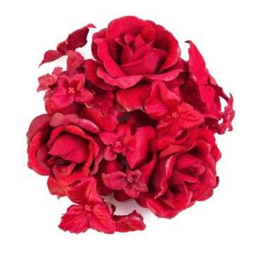 Aro para velas artificial INGA, rosa, hortensia, rojo, Ø10cm Aro para velas artificial INGA, rosa, hortensia, rojo, Ø10cm
