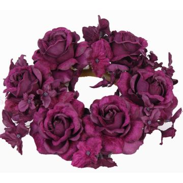 Aro para velas artificial INGA, rosa, hortensia, violeta, Ø15cm Aro para velas artificial INGA, rosa, hortensia, violeta, Ø15cm