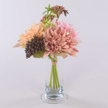 Ramo de flores artificiales Dalia SAHNY con bola de nieve, rosa albaricoque, 27 cm Ramo de flores artificiales Dalia SAHNY con bola de nieve, rosa albaricoque, 27 cm