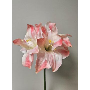 Amaryllis artificial SARNUK, blanco-rosa, 80 cm