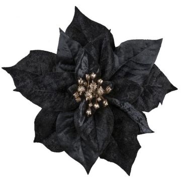 Poinsettia de terciopelo SINFE, negra, Ø 18 cm