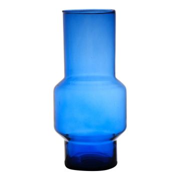 Jarrón FORTUNATO de cristal, reciclado, azul-transparente, 30cm, Ø14cm