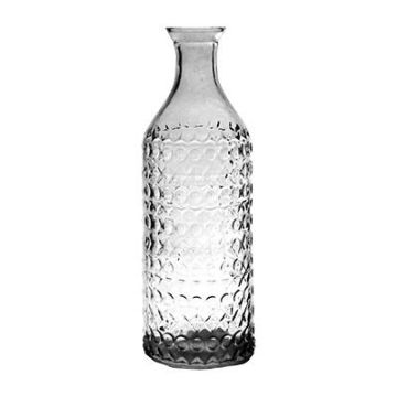 Botella TIMOTEO de cristal, diseño estructurado, transparente, 30cm, Ø10cm