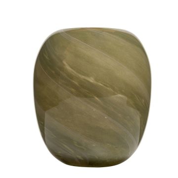 Florero de cristal ITZIAR con motivo, verde-dorado, 26cm, Ø22cm