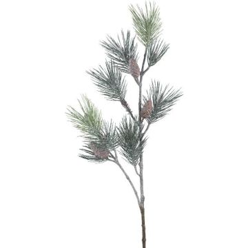 Rama artificial de pino SNOLER con purpurina, piñas, congelada, verde, 120cm Rama artificial de pino SNOLER con purpurina, piñas, congelada, verde, 120cm