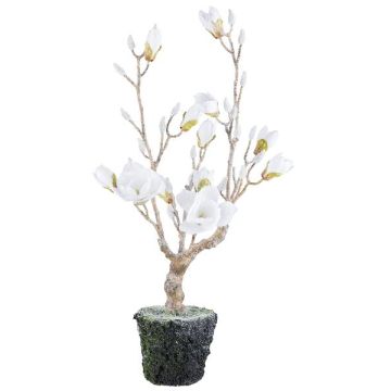 Árbol decorativo magnolia NANDAL, globo terráqueo, flores, tronco artificial, congelado, blanco, 75 cm