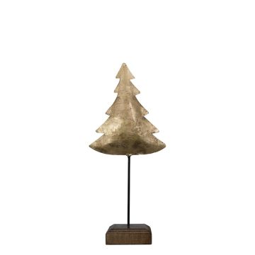 Árbol de Navidad decorativo DORANA de metal, base de madera, dorado, 10 x 8 x 28 cm Árbol de Navidad decorativo DORANA de metal, base de madera, dorado, 10 x 8 x 28 cm