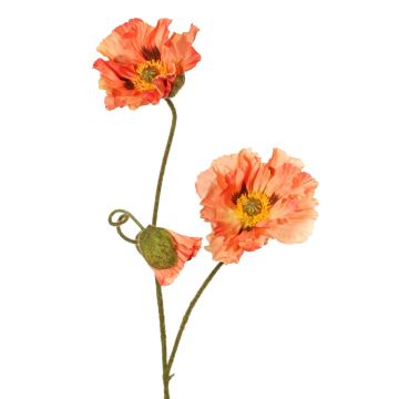 Rama de amapola artificial PEJA, melocotón, 90 cm, Ø 11-13 cm