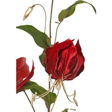 Rama de gloriosa de terciopelo DINFAS, rojo oscuro-dorado, 80 cm