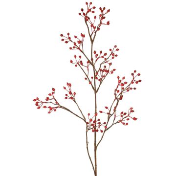 Rama decorativa de rosa silvestre HIKERNE con escaramujos, roja, 100 cm