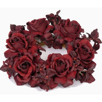 Aro para velas artificial INGA rosa, hortensia, rojo oscuro, Ø15cm Aro para velas artificial INGA rosa, hortensia, rojo oscuro, Ø15cm