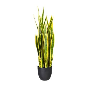 Suculenta artificial Sanseveria ZULEN en maceta decorativa, verde-amarillo, 90 cm