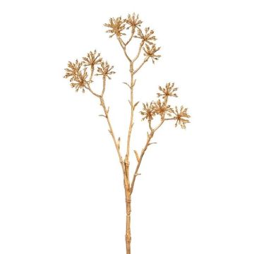 Rama artificial Aralia KLORIM con flores, dorada, 35 cm