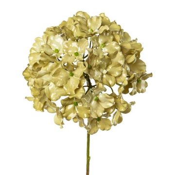 Flor decorativa Hortensia IGMYR, verde metalizado, 65 cm