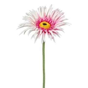 Flor decorativa gerbera FELISY, rosa y blanca, 65 cm
