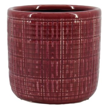 Maceta RESCHADA, cerámica, diseño a cuadros, roja, 12,5 cm, Ø 13,2 cm Maceta RESCHADA, cerámica, diseño a cuadros, roja, 12,5 cm, Ø 13,2 cm