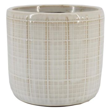 Maceta RESCHADA, cerámica, estampado a cuadros, blanco, 12,5 cm, Ø 13,2 cm Maceta RESCHADA, cerámica, estampado a cuadros, blanco, 12,5 cm, Ø 13,2 cm