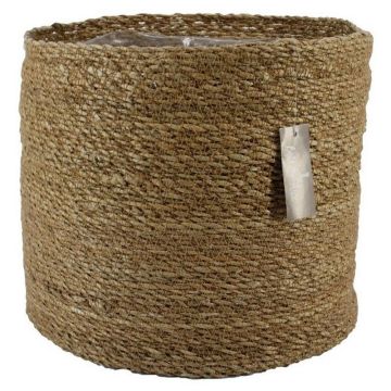 Cesta para flores AMPARO, algas marinas, beige, 30 cm, Ø 32 cm