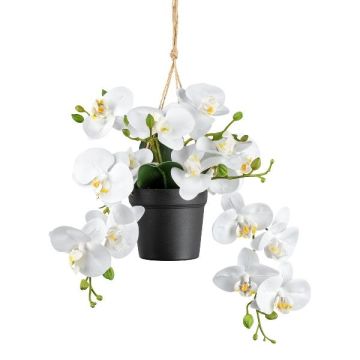 Maceta artificial con flores de orquídea Phalaenopsis LARSAY, maceta decorativa, blanca, 25 cm