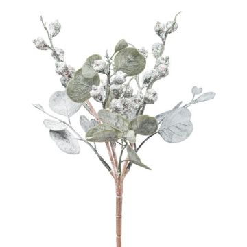 Planta artificial eucalipto ZORHEN, varilla, frutos, helada, verde-gris, 28cm Planta artificial eucalipto ZORHEN, varilla, frutos, helada, verde-gris, 28cm