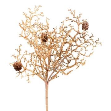 Rama decorativa de coral AGAMS con piñas, marrón, 30 cm