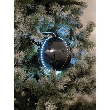 Bola de árbol de Navidad LUVELIA con LED, 5 unidades, negro brillante, Ø8cm
