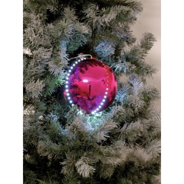 Bola de árbol de Navidad LUVELIA con LED, 5 unidades, rosa brillante, Ø8cm