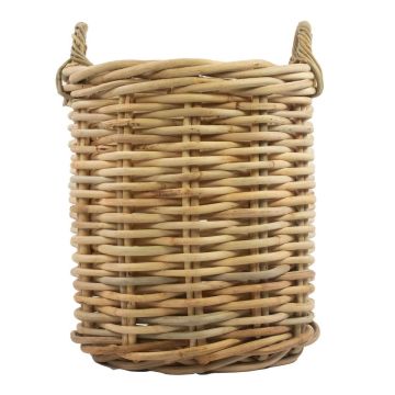 Cesta redonda de almacenamiento BENIGNO con asas, ratán, marrón, 59cm, Ø44cm