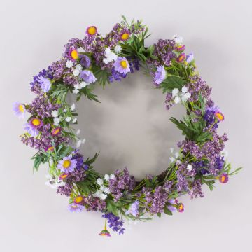 Corona de lavanda artificial AJILA, gypsophila, margaritas, lila, Ø30cm