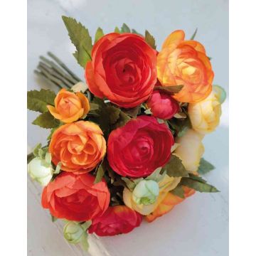 Ramo de flores artificiales Ranunculus TONIE, amarillo-naranja, 20cm, Ø20cm