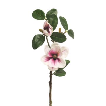 Magnolia artificial KETIAN, blanco-fucsia, 50cm