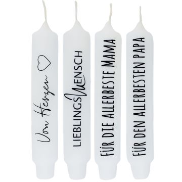 Vela perforada con frase KELANI, cordialidad, 4 velas, 4 frases, multicolor, 16,5 cm, Ø 2,8 cm, 6 h