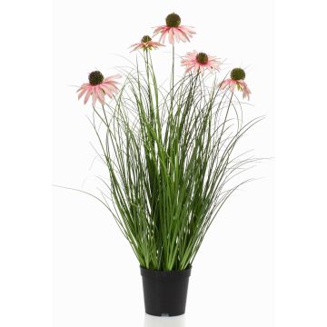 Hierba artificial sombrero de sol SHALLA con flores, rosa, 60 cm