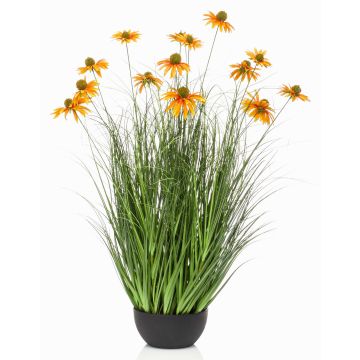 Girasol artificial SHALLA con flores, cuenco decorativo, naranja, 90 cm Girasol artificial SHALLA con flores, cuenco decorativo, naranja, 90 cm