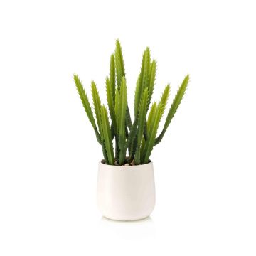 Cactus artificial Euphorbia trigona NORSHO en maceta decorativa, verde, 28 cm